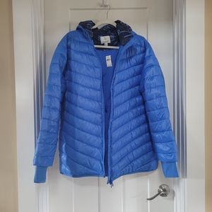 Blue puffer jacket